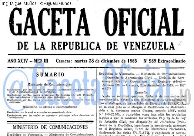 Gaceta Oficial 989 del 28 Diciembre 1965