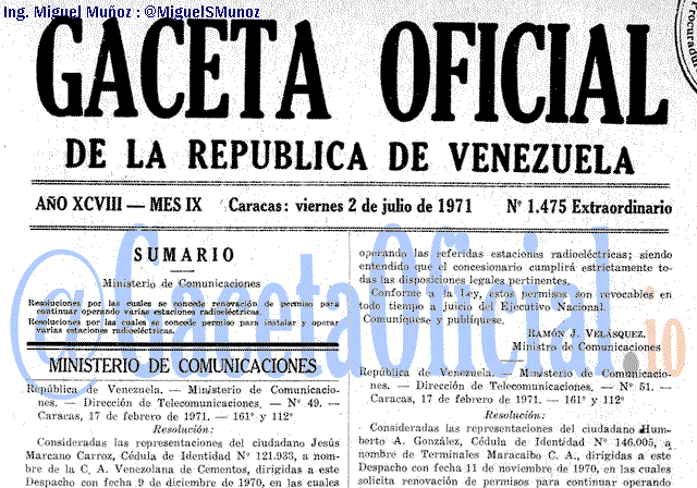 Gaceta Oficial 1475 del 2 Julio 1971