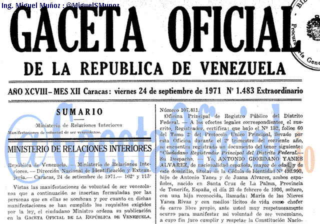 Gaceta Oficial 1483 del 24 Septiembre 1971