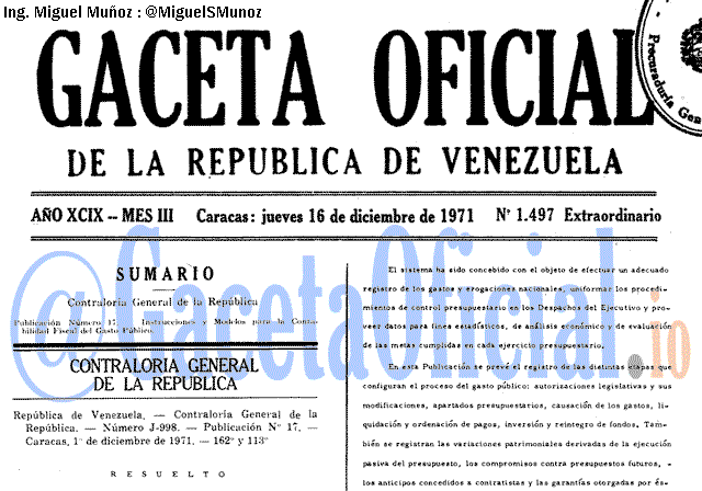 Gaceta Oficial 1497 del 16 Diciembre 1971