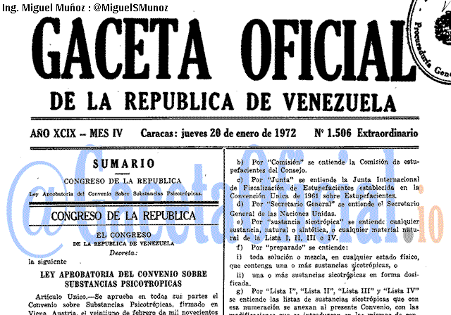 Gaceta Oficial 1506 del 20 Enero 1972