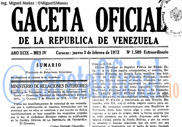 Gaceta Oficial 1509 del 3 Febrero 1972