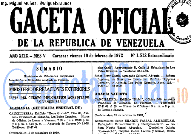 Gaceta Oficial 1512 del 18 Febrero 1972