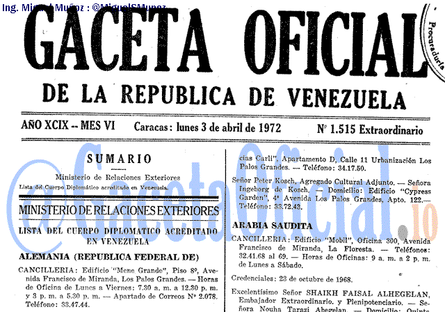 Gaceta Oficial 1515 del 3 Abril 1972