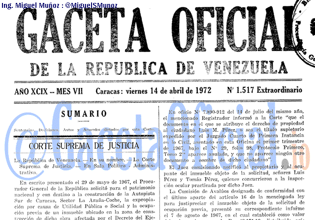 Gaceta Oficial 1517 del 14 Abril 1972