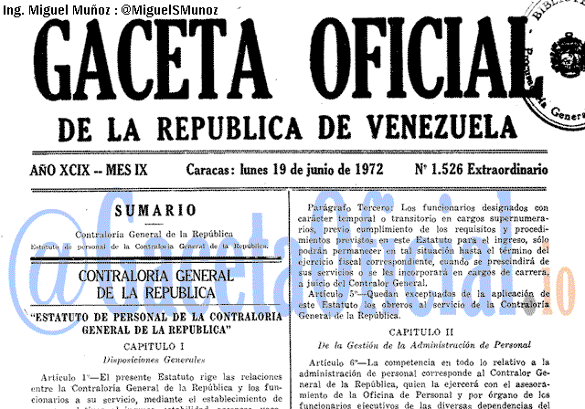Gaceta Oficial 1526 del 19 Junio 1972