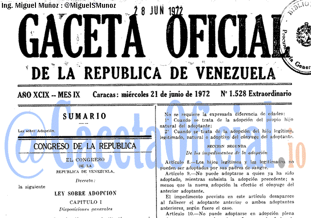 Gaceta Oficial 1528 del 21 Junio 1972