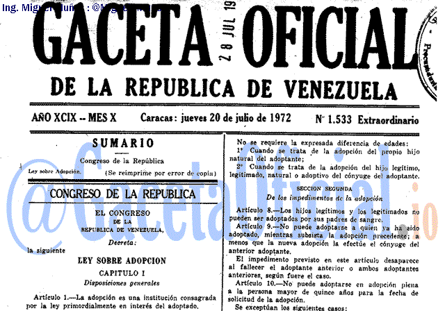Gaceta Oficial 1533 del 20 Julio 1972