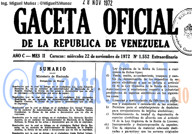 Gaceta Oficial 1552 del 22 Noviembre 1972