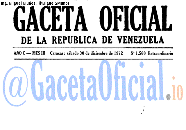 Gaceta Oficial 1560 del 30 Diciembre 1972