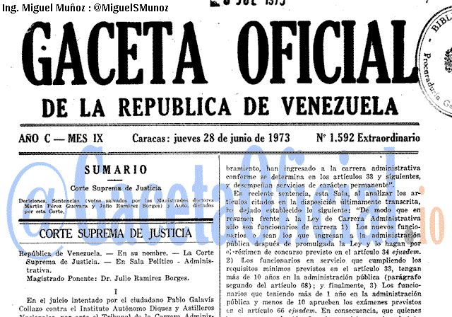 Gaceta Oficial 1592 del 28 Junio 1973