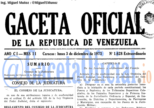 Gaceta Oficial 1628 del 3 Diciembre 1973