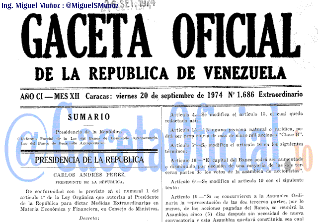Gaceta Oficial 1686 del 20 Septiembre 1974