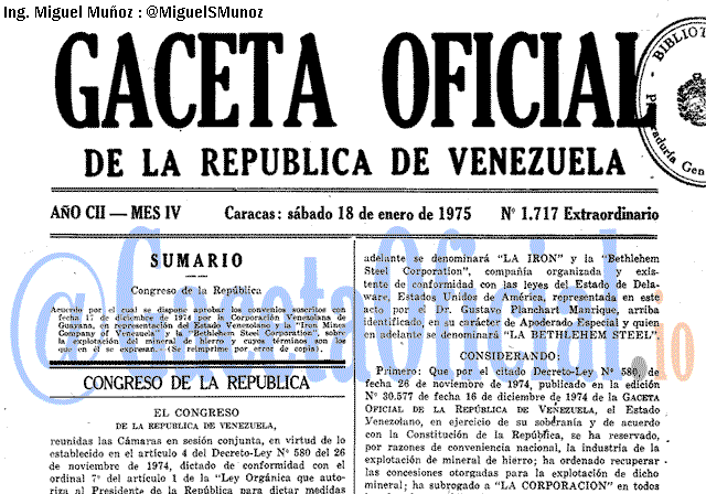 Gaceta Oficial 1717 del 18 Enero 1975