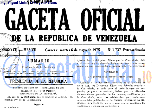 Gaceta Oficial 1737 del 6 Mayo 1975