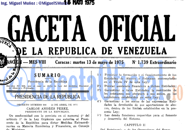Gaceta Oficial 1739 del 13 Mayo 1975