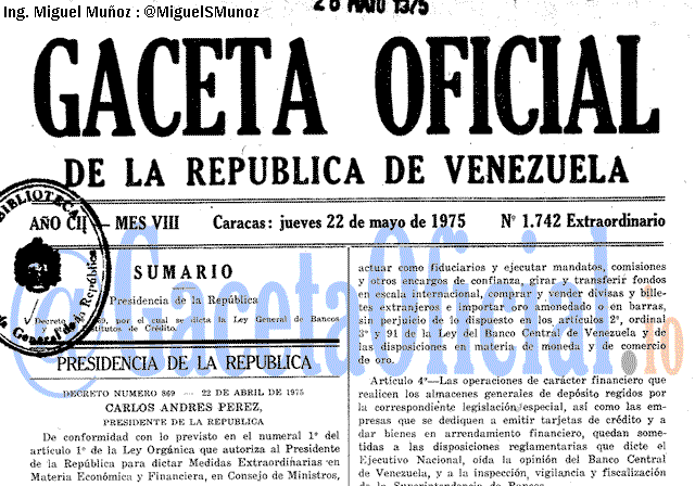 Gaceta Oficial 1742 del 22 Mayo 1975