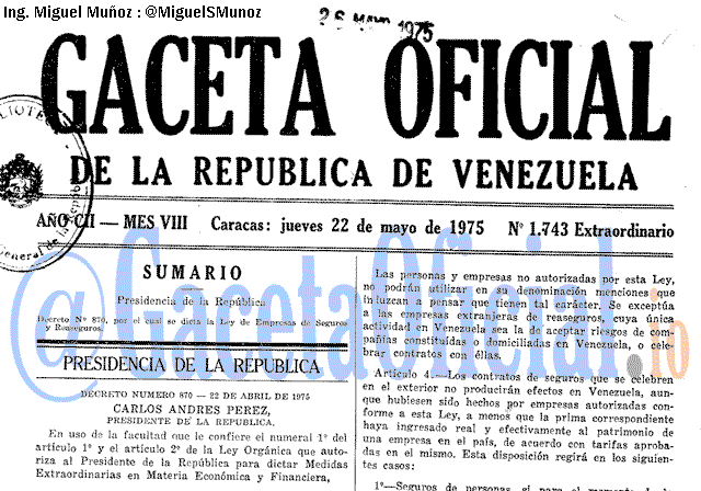 Gaceta Oficial 1743 del 22 Mayo 1975