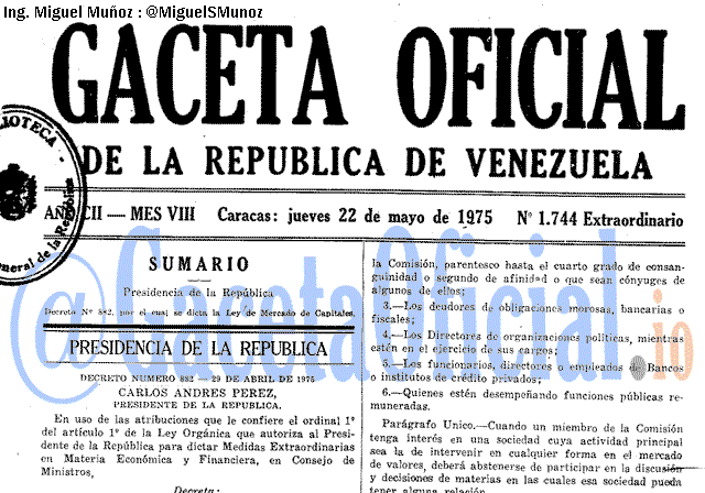 Gaceta Oficial 1744 del 22 Mayo 1975