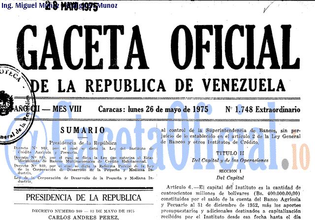 Gaceta Oficial 1748 del 26 Mayo 1975