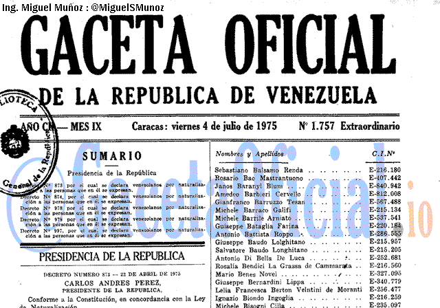 Gaceta Oficial 1757 del 4 Julio 1975