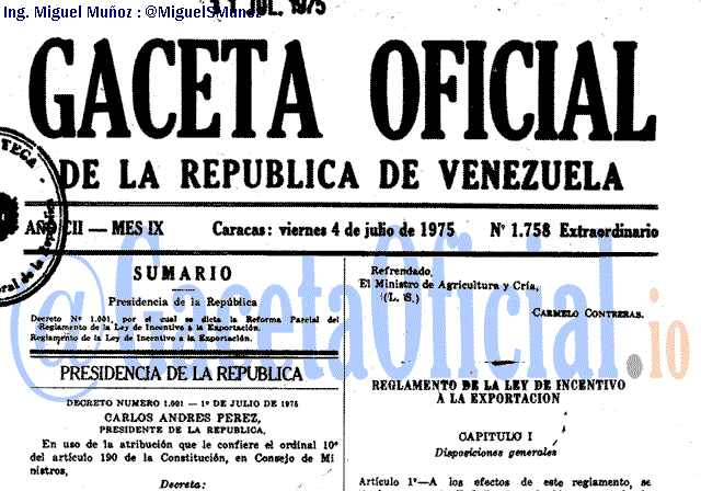 Gaceta Oficial 1758 del 4 Julio 1975