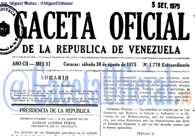Gaceta Oficial 1770 del 30 Agosto 1975