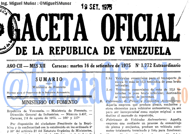 Gaceta Oficial 1772 del 16 Septiembre 1975