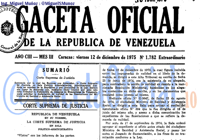 Gaceta Oficial 1782 del 12 Diciembre 1975