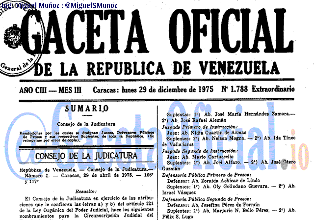 Gaceta Oficial 1788 del 29 Diciembre 1975