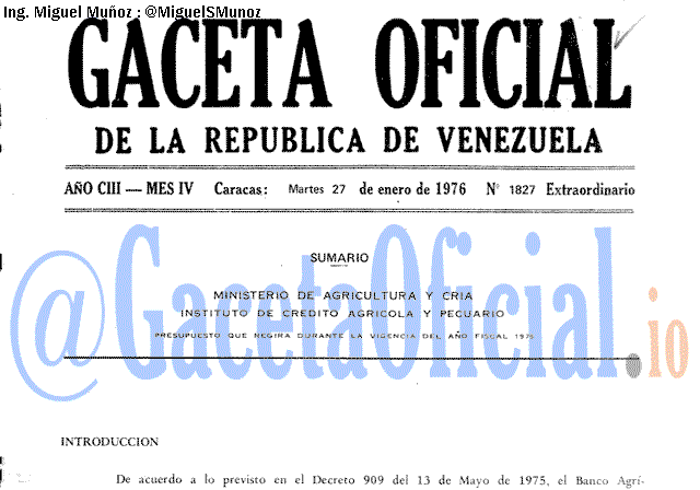 Gaceta Oficial 1827 del 27 Enero 1976