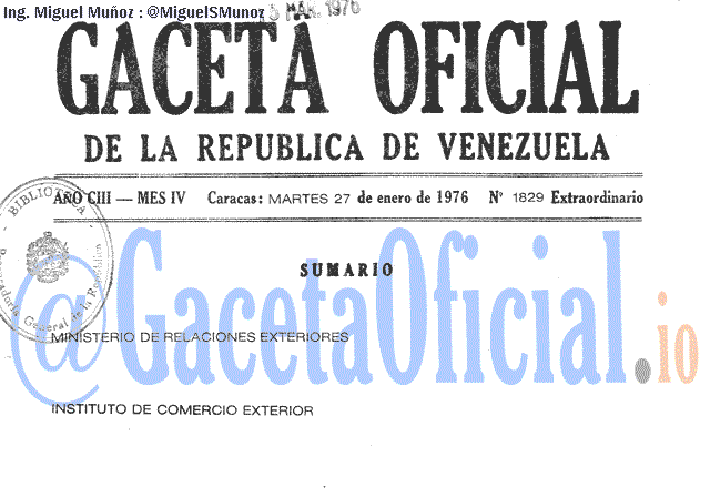 Gaceta Oficial 1829 del 27 Enero 1976