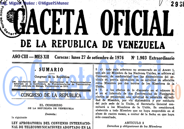 Gaceta Oficial 1903 del 27 Septiembre 1976