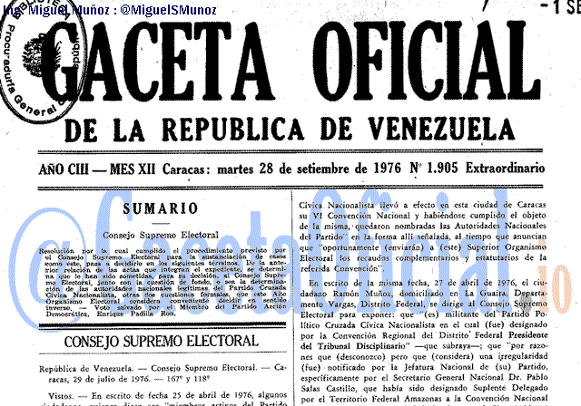 Gaceta Oficial 1905 del 28 Septiembre 1976