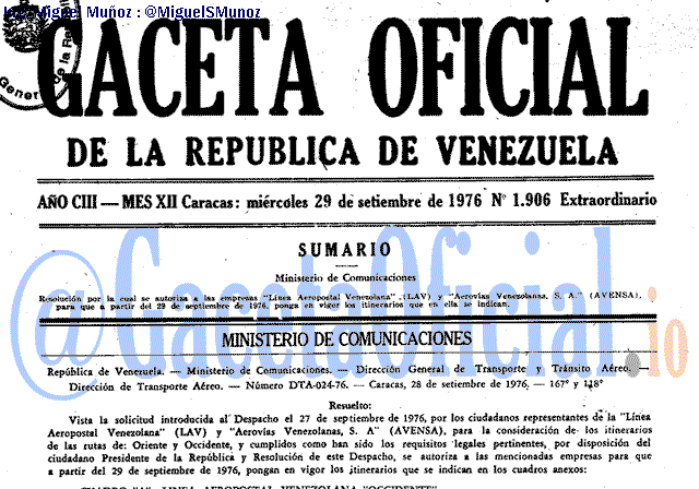 Gaceta Oficial 1906 del 29 Septiembre 1976