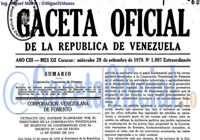 Gaceta Oficial 1907 del 29 Septiembre 1976