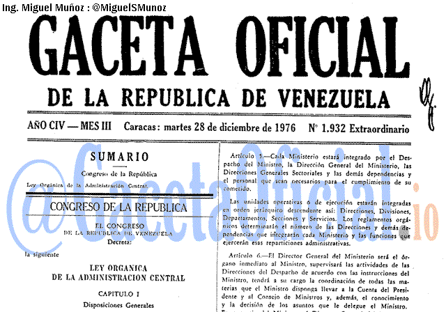 Gaceta Oficial 1932 del 28 Diciembre 1976