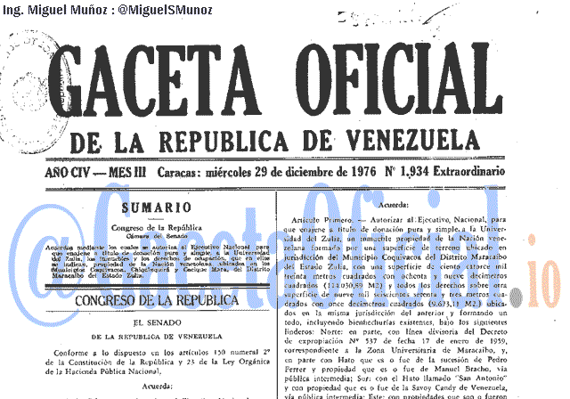 Gaceta Oficial 1934 del 29 Diciembre 1976