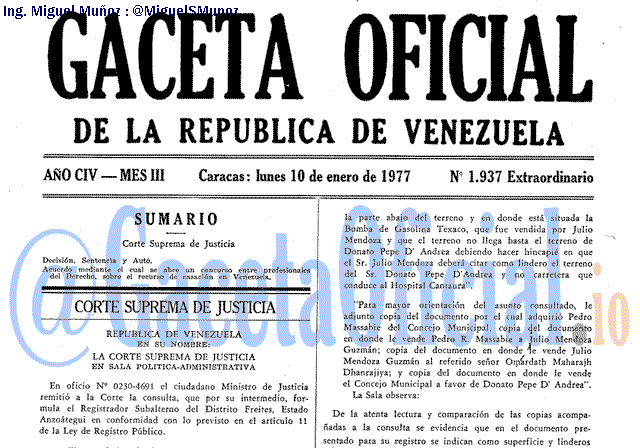 Gaceta Oficial 1937 del 10 Enero 1977