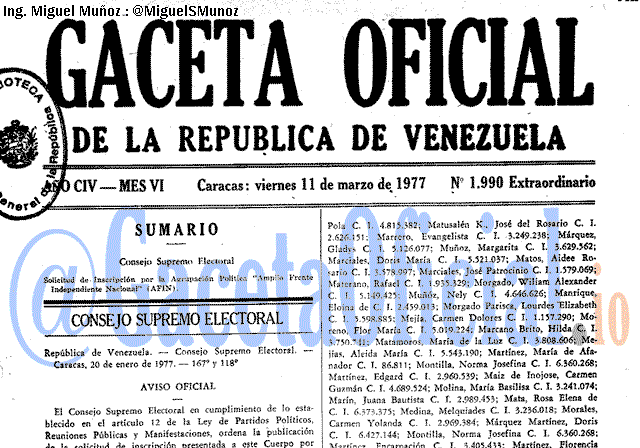 Gaceta Oficial 1990 del 11 Marzo 1977