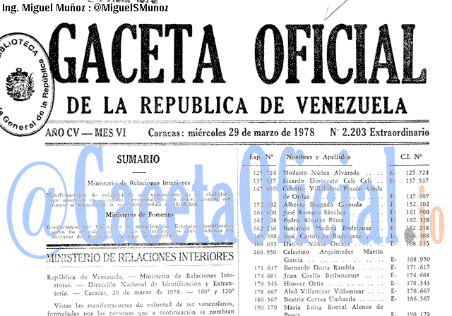 Gaceta Oficial 2203 del 29 Marzo 1978