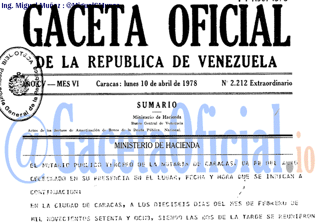 Gaceta Oficial 2212 del 10 Abril 1978