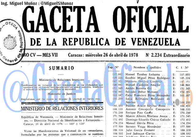 Gaceta Oficial 2234 del 26 Abril 1978