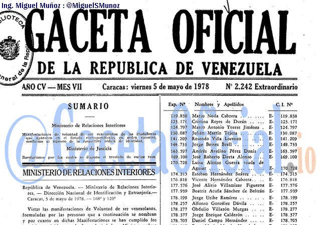 Gaceta Oficial 2242 del 5 Mayo 1978