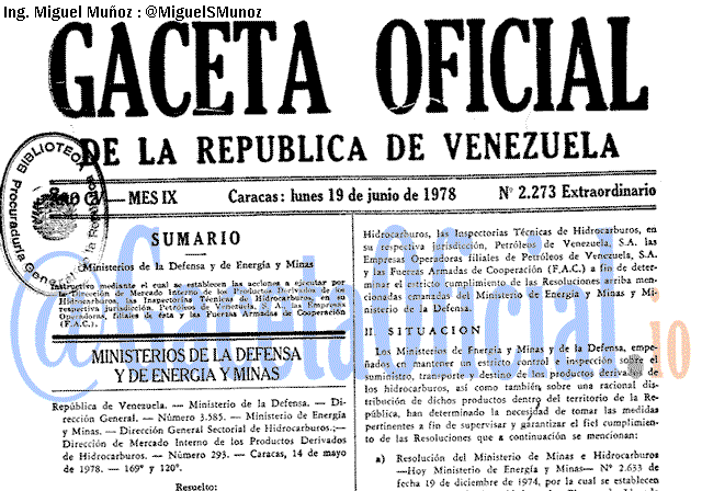Gaceta Oficial 2273 del 19 Junio 1978
