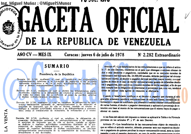 Gaceta Oficial 2282 del 6 Julio 1978