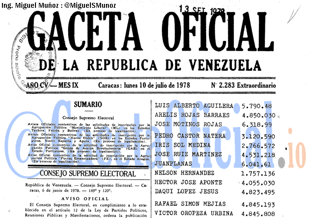 Gaceta Oficial 2283 del 10 Julio 1978