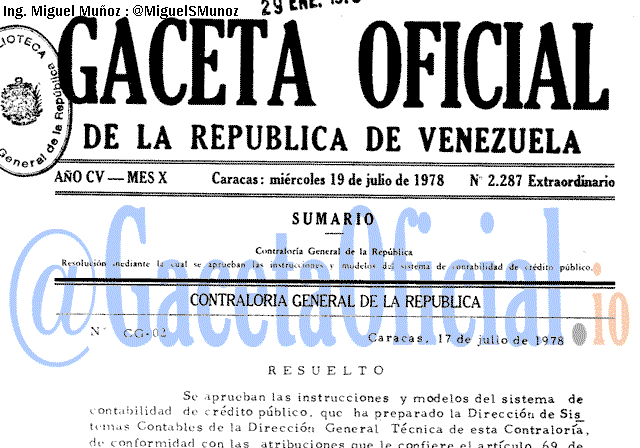 Gaceta Oficial 2287 del 19 Julio 1978