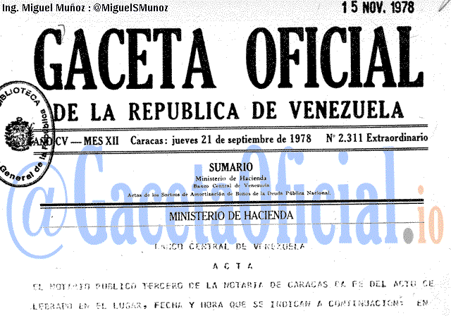 Gaceta Oficial 2311 del 21 Septiembre 1978