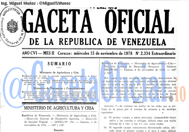 Gaceta Oficial 2334 del 15 Noviembre 1978